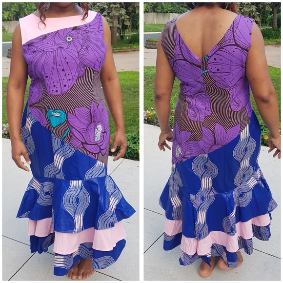 Sultry Purple Passion African Print Dress ๐๐คฉ - Picture 2 of 3